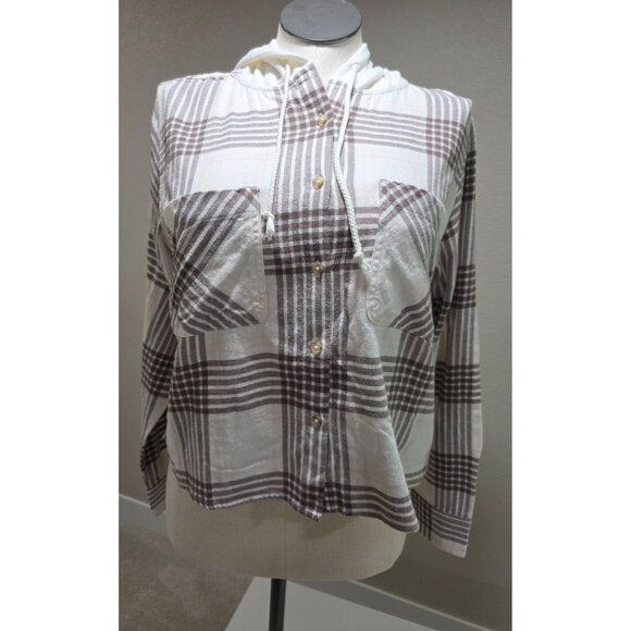 Plaid Hooded Shrunken Shirt Jacket XL By SO - Picture 1 of 5